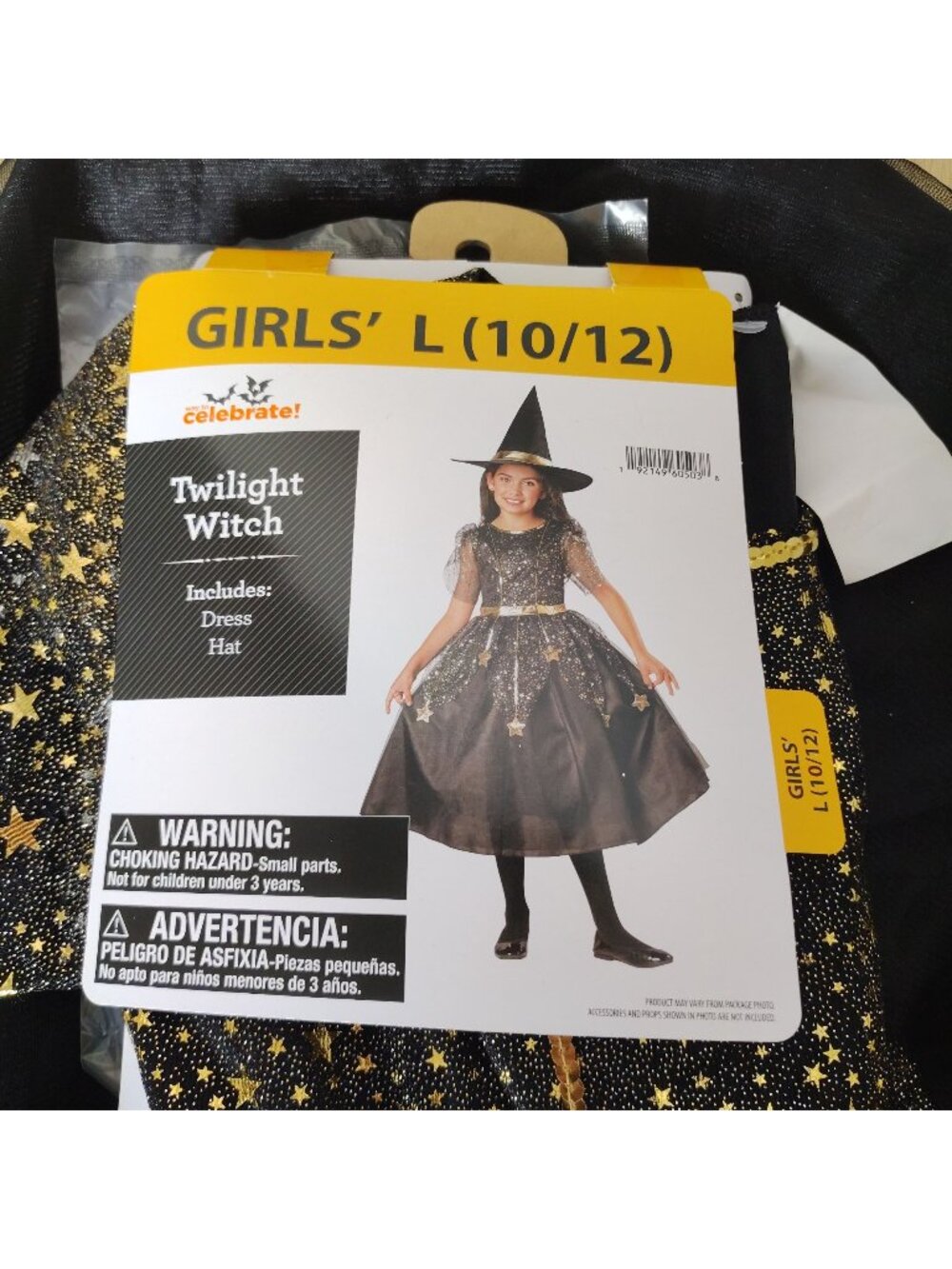 Way To Celebrate Girls L (10/12) Twilight Witch Dress Hat Costume Set New